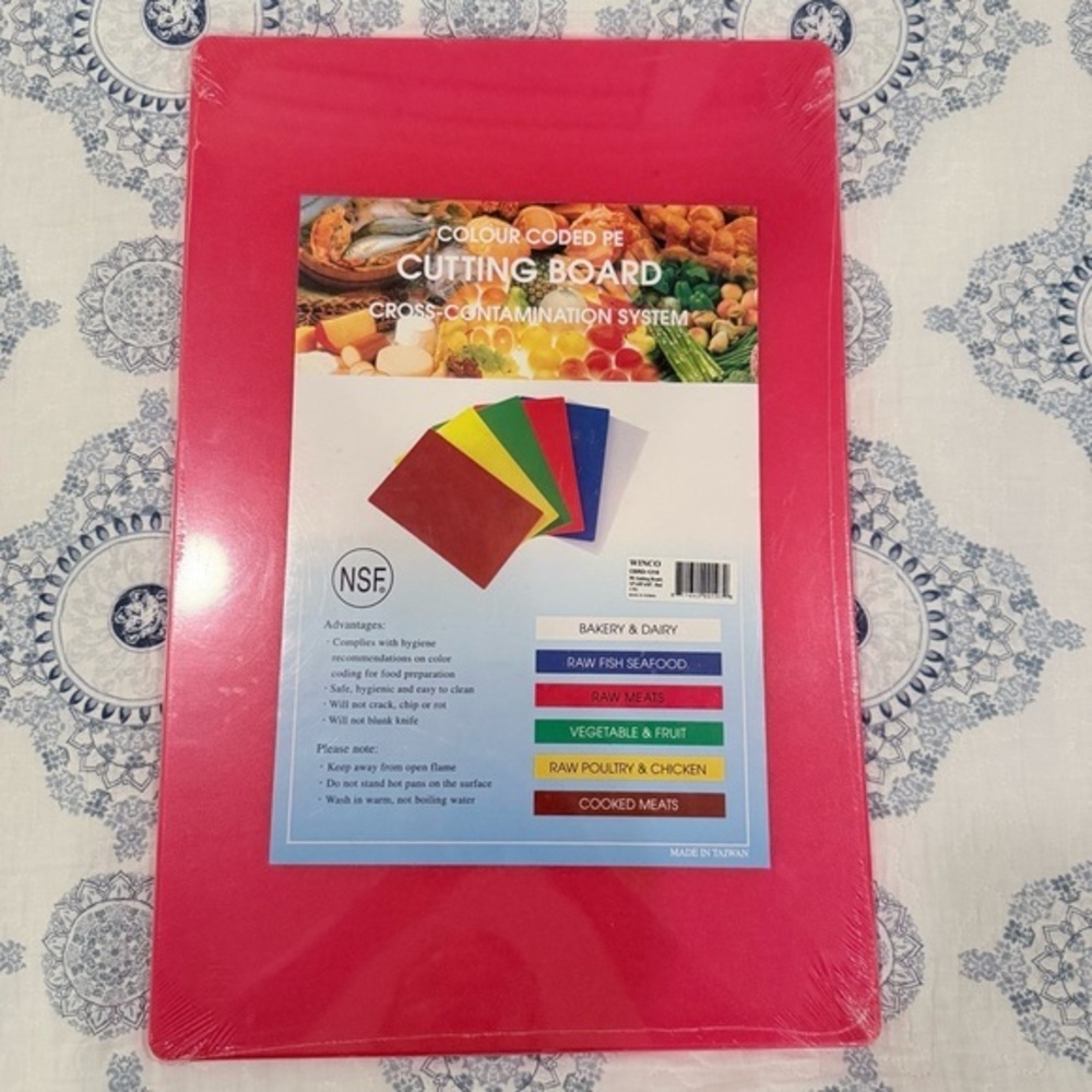 Winco CBRD-1218 Heavy Duty Red PE Cutting Board 12x18x 1/2 New
